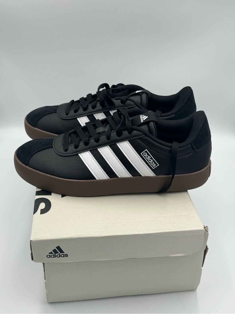 Adidas VL Court 3.0 Sneakers Black White Gum Sole Men’s Size 8 New in Box - Picture 5 of 12